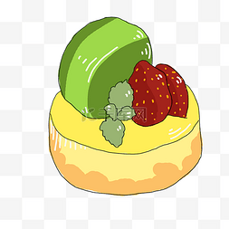 马铃薯绿叶图片_插画手绘草莓蛋糕