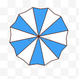 蓝白海报图片_俯视蓝白相间卡通雨伞素材免费下