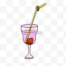 手绘粉色的果汁插画