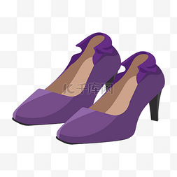 女士卡通高跟鞋图片_紫色的女士高跟鞋插画