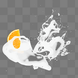 飞溅起的牛奶图片_流动的牛奶与橘子瓣元素