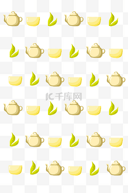 黄色的茶壶底纹插画