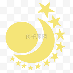 黄色的月亮和星星免抠图