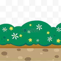 鲜花绿色植图片_绿植花坛花丛手绘卡通免扣