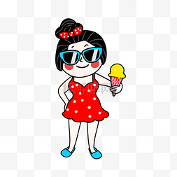 吃冰淇淋的小女孩墨镜
