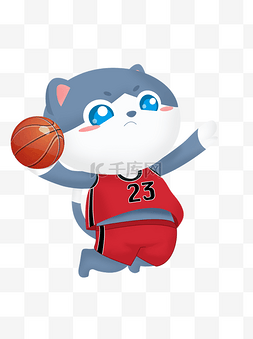 篮球设计图片_卡通可爱猫咪IP形象插画变装设计-