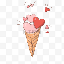 爱心冰淇淋手绘插画