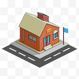 建筑模块图片_房子暖色像素风地产插画游戏PNG免