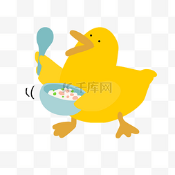 黄色饭碗图片_吃饭的鸭子矢量素材