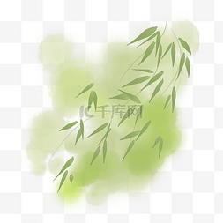 春天植物插图图片_清明水墨柳枝插图