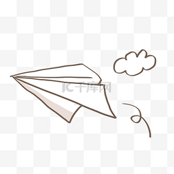 手绘云朵免抠素材图片_矢量手绘简笔纸飞机