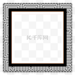 回形纹边框纹理图片_黑白极简通用二维码邮票边框