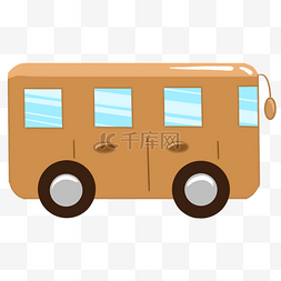 卡通轿车插画图片_黄色的卡通公交车插画