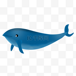 手绘蓝色的鲸鱼免抠图