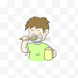 白药牙膏图片_爱刷牙的男孩插画