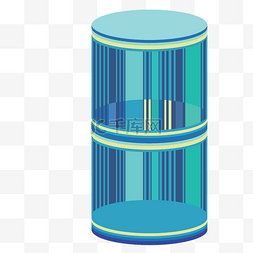  蓝色的圆形柱子