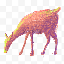 扁平插画小动物图片_灰色创意小鹿元素