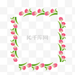 扁平化粉色边框图片_矢量卡通扁平化粉色玫瑰边框
