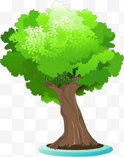 卡通绿色夏季写意树木