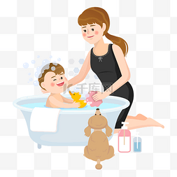 母亲感恩节图片_感恩节亲子洗澡时光