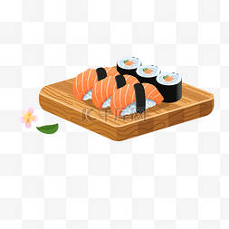 料理寿司图片_卡通一碟美食寿司免扣图