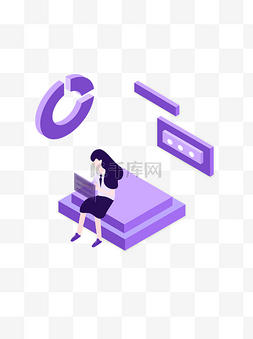 紫色女性工作