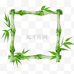 竹竿边框带竹叶绿色边框图