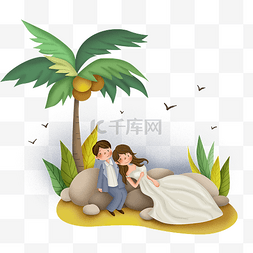 海南椰树图片_结婚季海岛新郎新娘