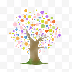 彩色的圆点图片_清新水彩春天的树