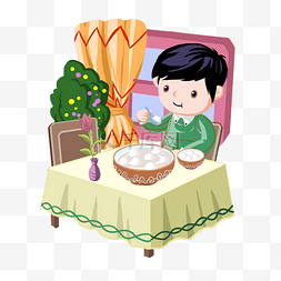 绿色的汤圆图片图片_手绘元宵节吃元宵