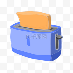 黄色面包机图片_手绘蓝色的烤面包机插画
