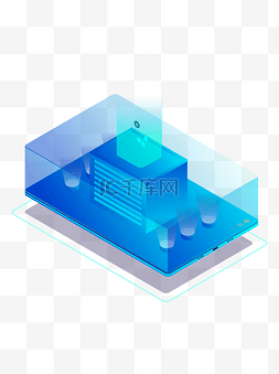 蓝色透气感比特币科技展示可商用