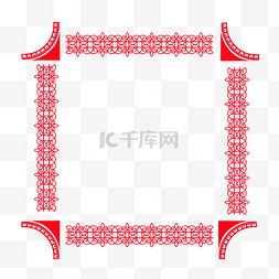 中国风复古相框图片_红色花纹花边边框装饰