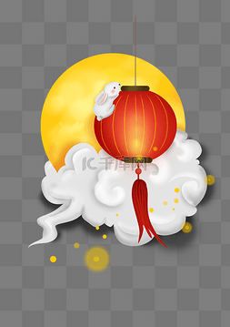 中秋节红灯笼和月亮