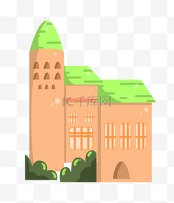 立体创意插画城堡图片_城堡建筑装饰插画