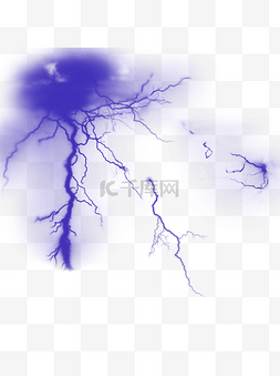 写实天气元素素材图片_逼真写实蓝色闪电装饰元素