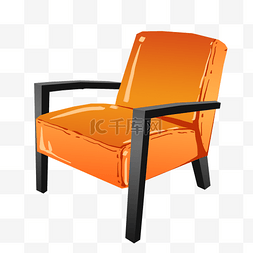 扶手沙发图片_手绘橘黄色沙发椅