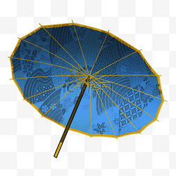 古典油纸伞水墨中国风PNG蓝色唯美