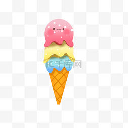 彩色奶油蛋卷冰淇淋