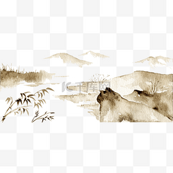 山川风景图片_中国古风手绘竹子山水