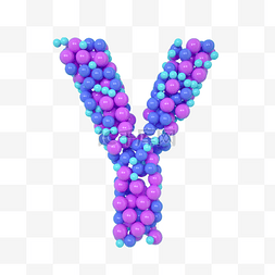 蓝色立体字母图片_C4D气球立体字母Y元素