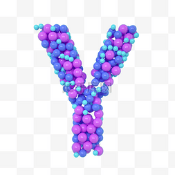 蓝色立体字母d图片_C4D气球立体字母Y元素