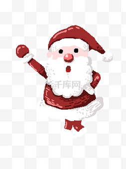 开心跳舞的圣诞老人像素化设计可