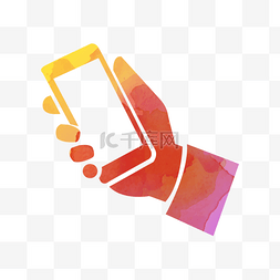 手机触屏手图片_彩色手机装饰图案