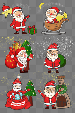 手绘圣诞老人素材图片_诞卡通手绘圣诞老人号分发小礼品