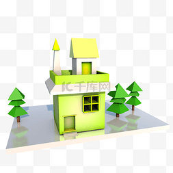 卡通场景3d模型图片_C4D房屋城市房子