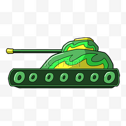 部队部队图片_卡通手绘绿色坦克卡通插画