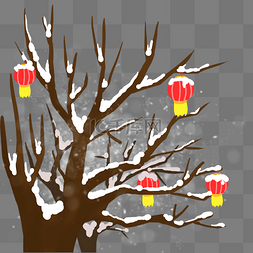 冬天树杈图片_手绘被雪覆盖的树枝