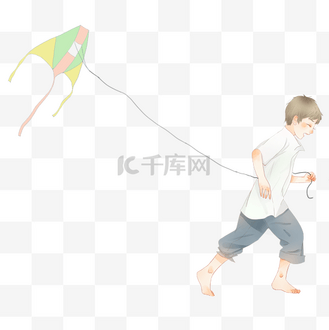 放风筝的小男孩