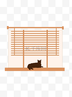 扁平化窗户上的猫咪ai元素